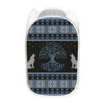 Tree Of Life And Howling Wolves Print Mesh Laundry Hamper