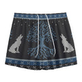 Tree Of Life And Howling Wolves Print Mesh Shorts