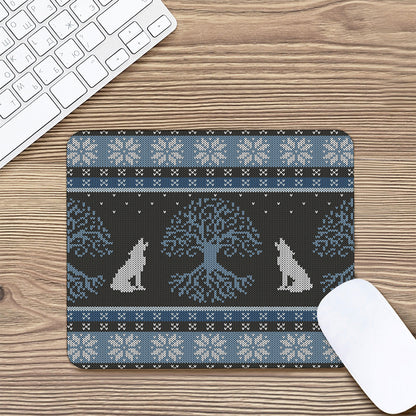 Tree Of Life And Howling Wolves Print Mouse Pad