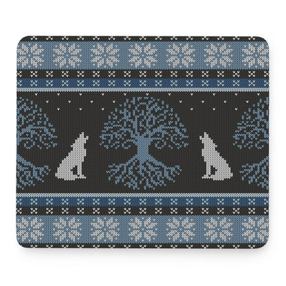 Tree Of Life And Howling Wolves Print Mouse Pad