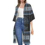 Tree Of Life And Howling Wolves Print Open Front Beach Cover Up