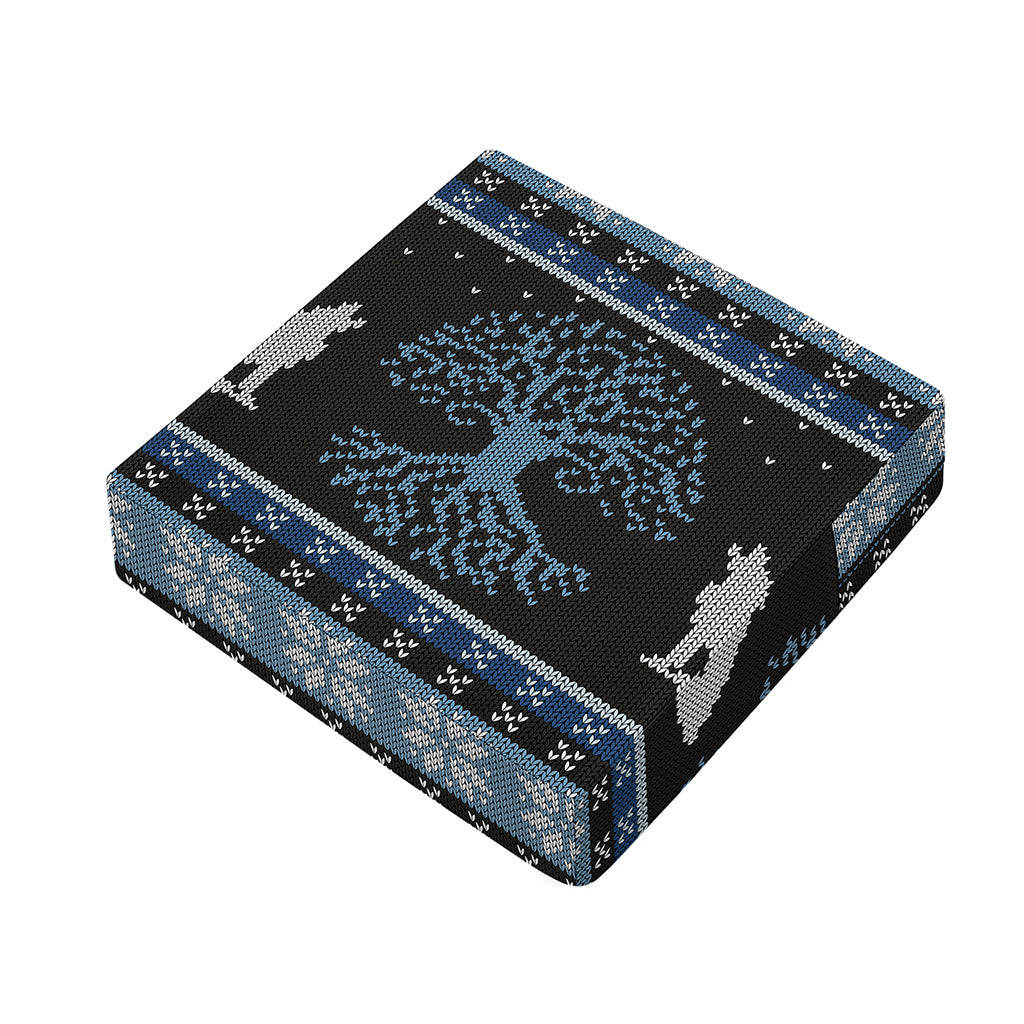 Tree Of Life And Howling Wolves Print Outdoor Seat Cushion Cover