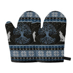 Tree Of Life And Howling Wolves Print Oven Mitts