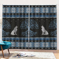 Tree Of Life And Howling Wolves Print Pencil Pleat Curtains
