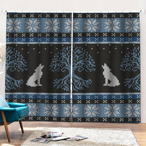 Tree Of Life And Howling Wolves Print Pencil Pleat Curtains