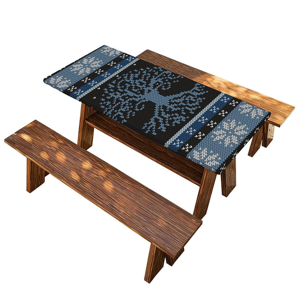 Tree Of Life And Howling Wolves Print Picnic Table Cover