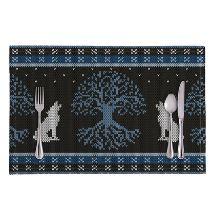 Tree Of Life And Howling Wolves Print Placemat