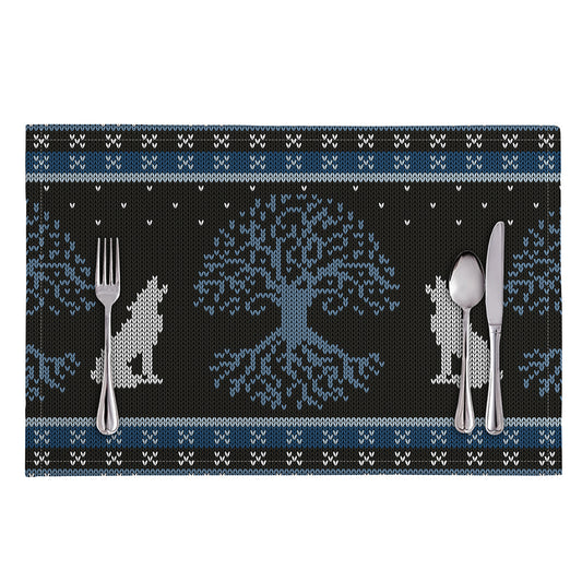 Tree Of Life And Howling Wolves Print Placemat