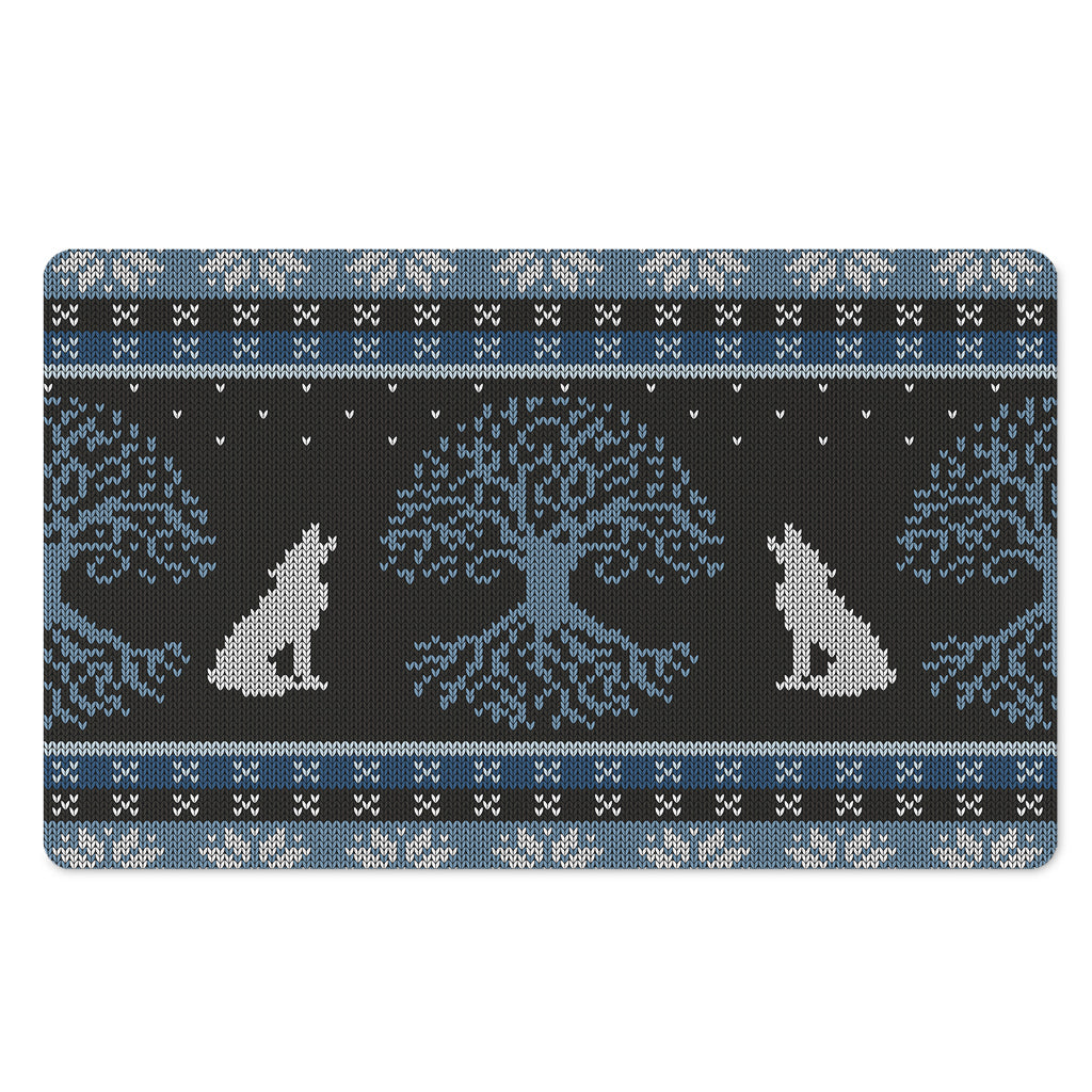 Tree Of Life And Howling Wolves Print Polyester Doormat
