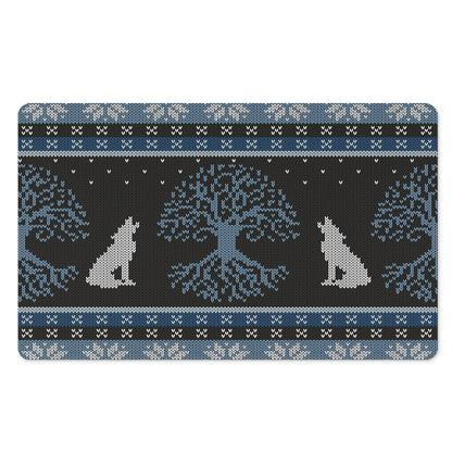 Tree Of Life And Howling Wolves Print Polyester Doormat
