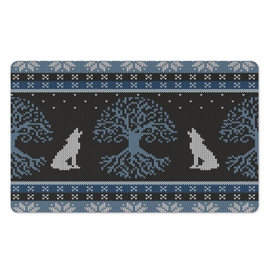 Tree Of Life And Howling Wolves Print Polyester Doormat