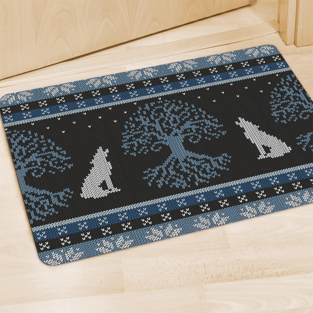 Tree Of Life And Howling Wolves Print Polyester Doormat