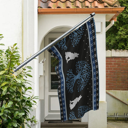 Tree Of Life And Howling Wolves Print Polyester Flag