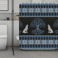 Tree Of Life And Howling Wolves Print Polyester Shower Curtain