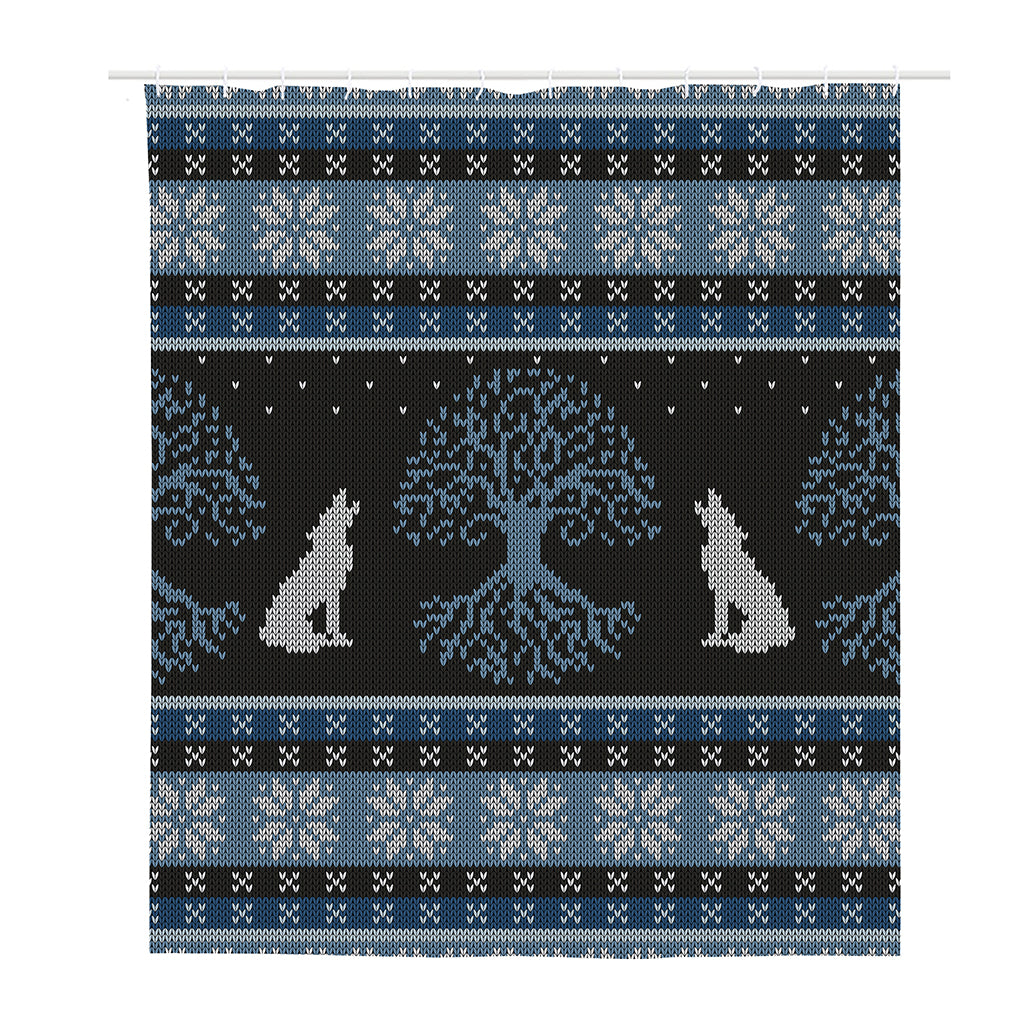 Tree Of Life And Howling Wolves Print Polyester Shower Curtain