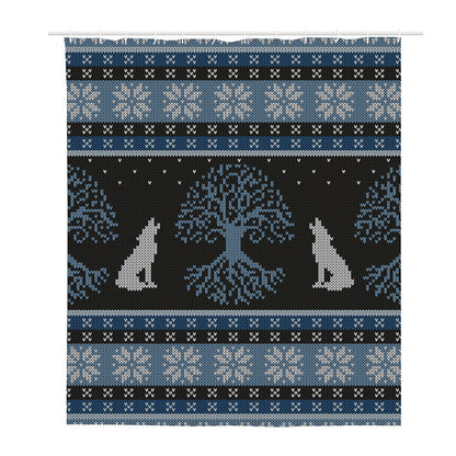 Tree Of Life And Howling Wolves Print Polyester Shower Curtain