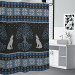 Tree Of Life And Howling Wolves Print Premium Shower Curtain