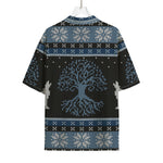 Tree Of Life And Howling Wolves Print Rayon Hawaiian Shirt