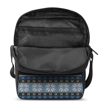 Tree Of Life And Howling Wolves Print Rectangular Crossbody Bag