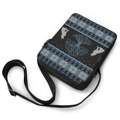 Tree Of Life And Howling Wolves Print Rectangular Crossbody Bag