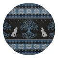 Tree Of Life And Howling Wolves Print Round Blanket