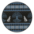 Tree Of Life And Howling Wolves Print Round Floor Mat