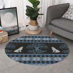 Tree Of Life And Howling Wolves Print Round Rug