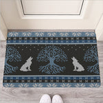 Tree Of Life And Howling Wolves Print Rubber Doormat