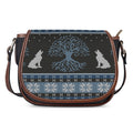Tree Of Life And Howling Wolves Print Saddle Bag