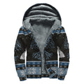 Tree Of Life And Howling Wolves Print Sherpa Lined Zip Up Hoodie