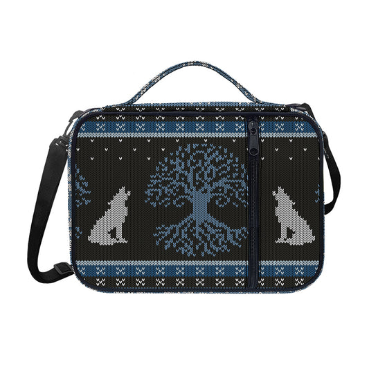 Tree Of Life And Howling Wolves Print Shoulder Strap Bible Bag