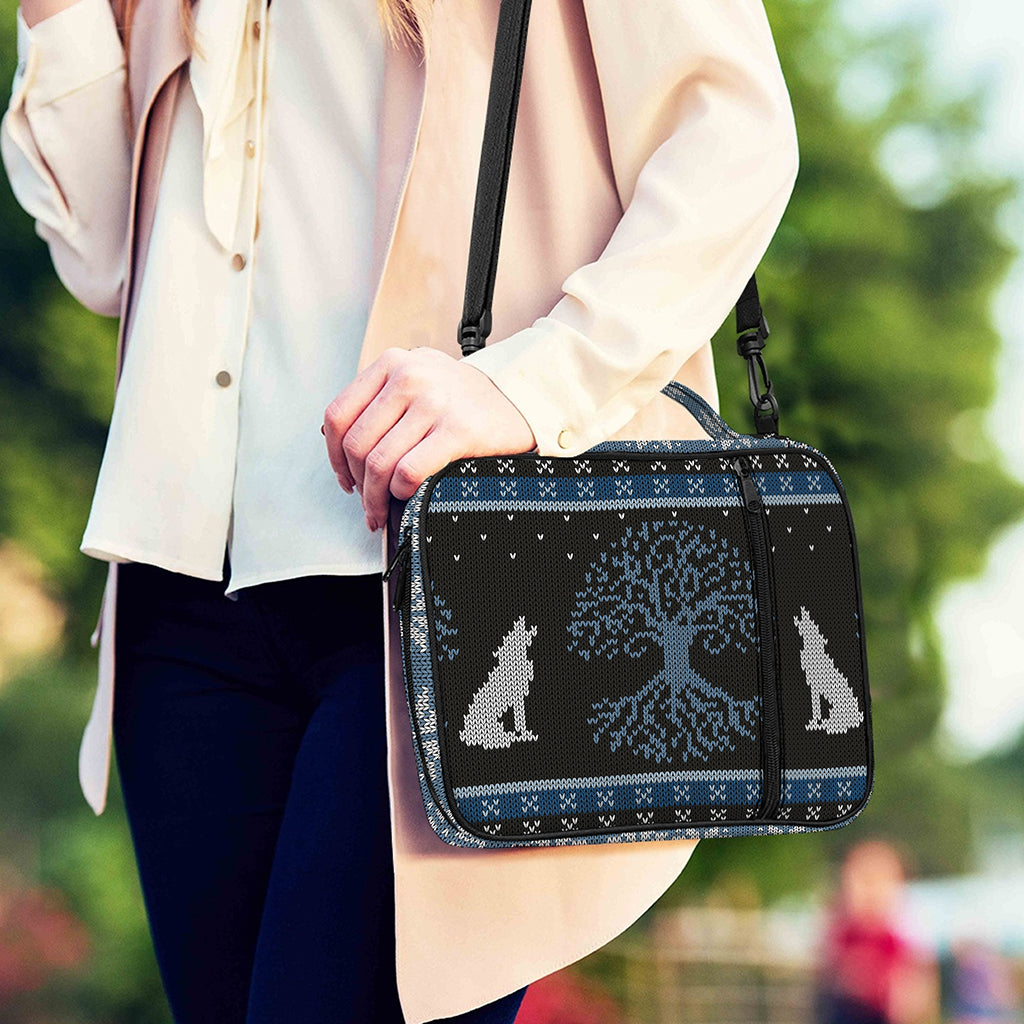 Tree Of Life And Howling Wolves Print Shoulder Strap Bible Bag