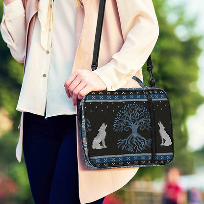 Tree Of Life And Howling Wolves Print Shoulder Strap Bible Bag