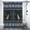 Tree Of Life And Howling Wolves Print Shower Curtain