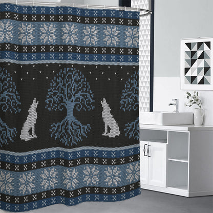 Tree Of Life And Howling Wolves Print Shower Curtain
