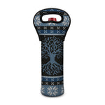 Tree Of Life And Howling Wolves Print Single Neoprene Wine Tote