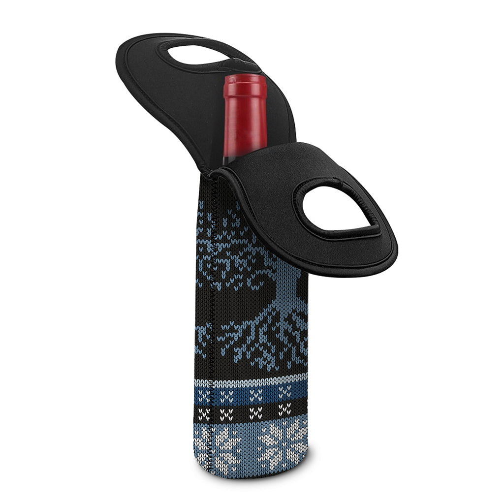 Tree Of Life And Howling Wolves Print Single Neoprene Wine Tote