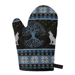 Tree Of Life And Howling Wolves Print Single Oven Mitt