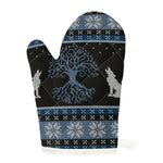 Tree Of Life And Howling Wolves Print Single Oven Mitt