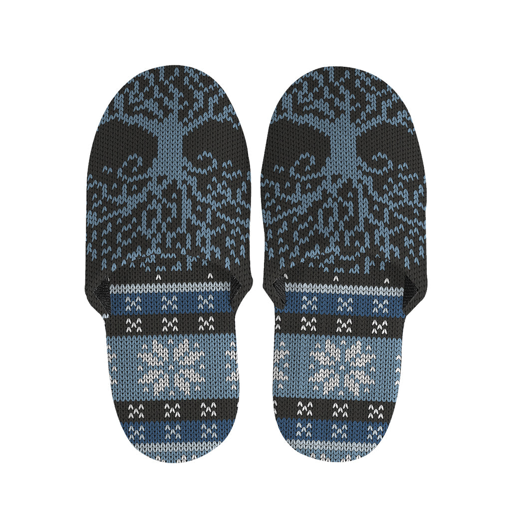 Tree Of Life And Howling Wolves Print Slippers