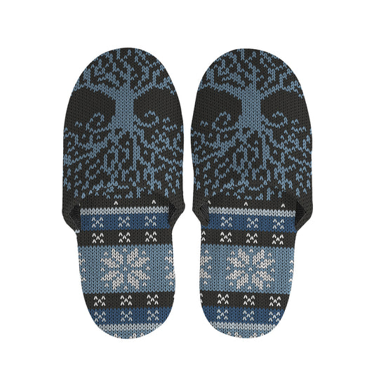 Tree Of Life And Howling Wolves Print Slippers