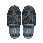 Tree Of Life And Howling Wolves Print Slippers