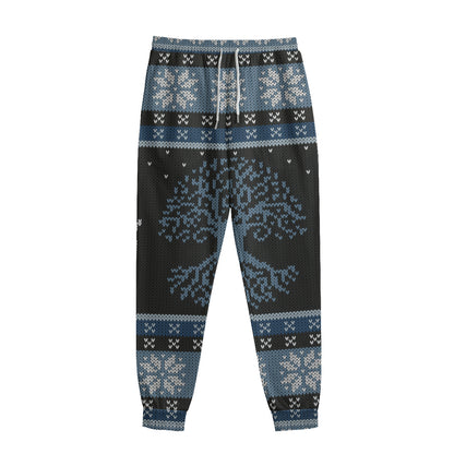 Tree Of Life And Howling Wolves Print Sweatpants