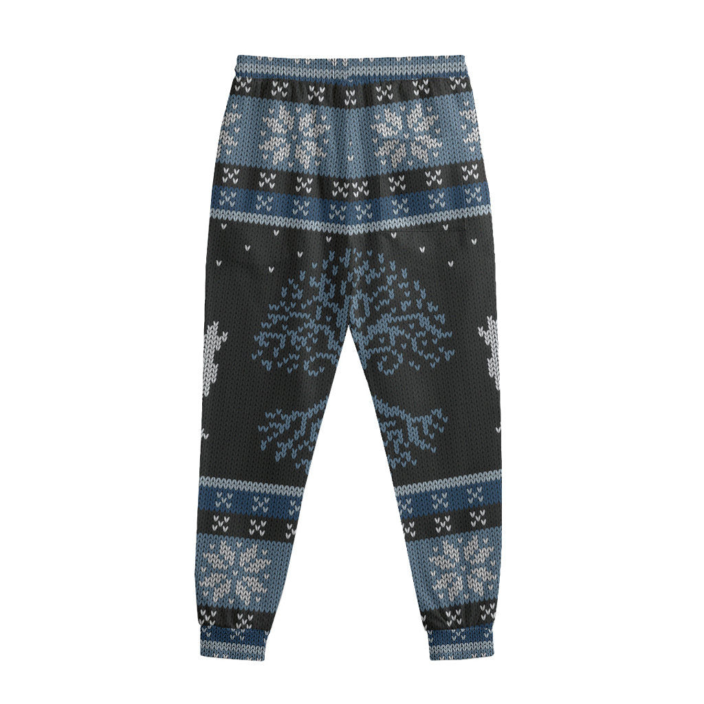 Tree Of Life And Howling Wolves Print Sweatpants
