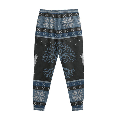 Tree Of Life And Howling Wolves Print Sweatpants