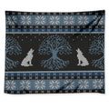 Tree Of Life And Howling Wolves Print Tapestry