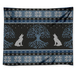 Tree Of Life And Howling Wolves Print Tapestry