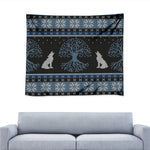 Tree Of Life And Howling Wolves Print Tapestry