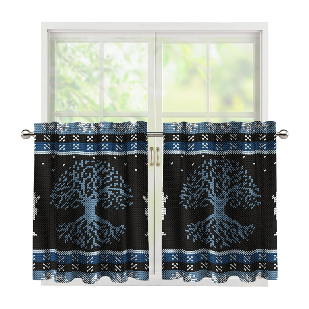 Tree Of Life And Howling Wolves Print Tier Curtains