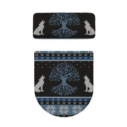 Tree Of Life And Howling Wolves Print Toilet Lid And Tank Cover Set